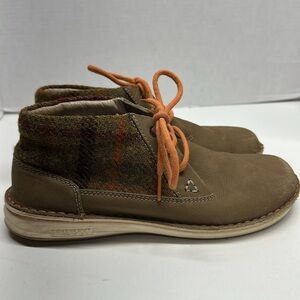 Birkenstock Memphis High Chukka Ankle Boots Harris Tweed Plaid Tan Brown Size 8